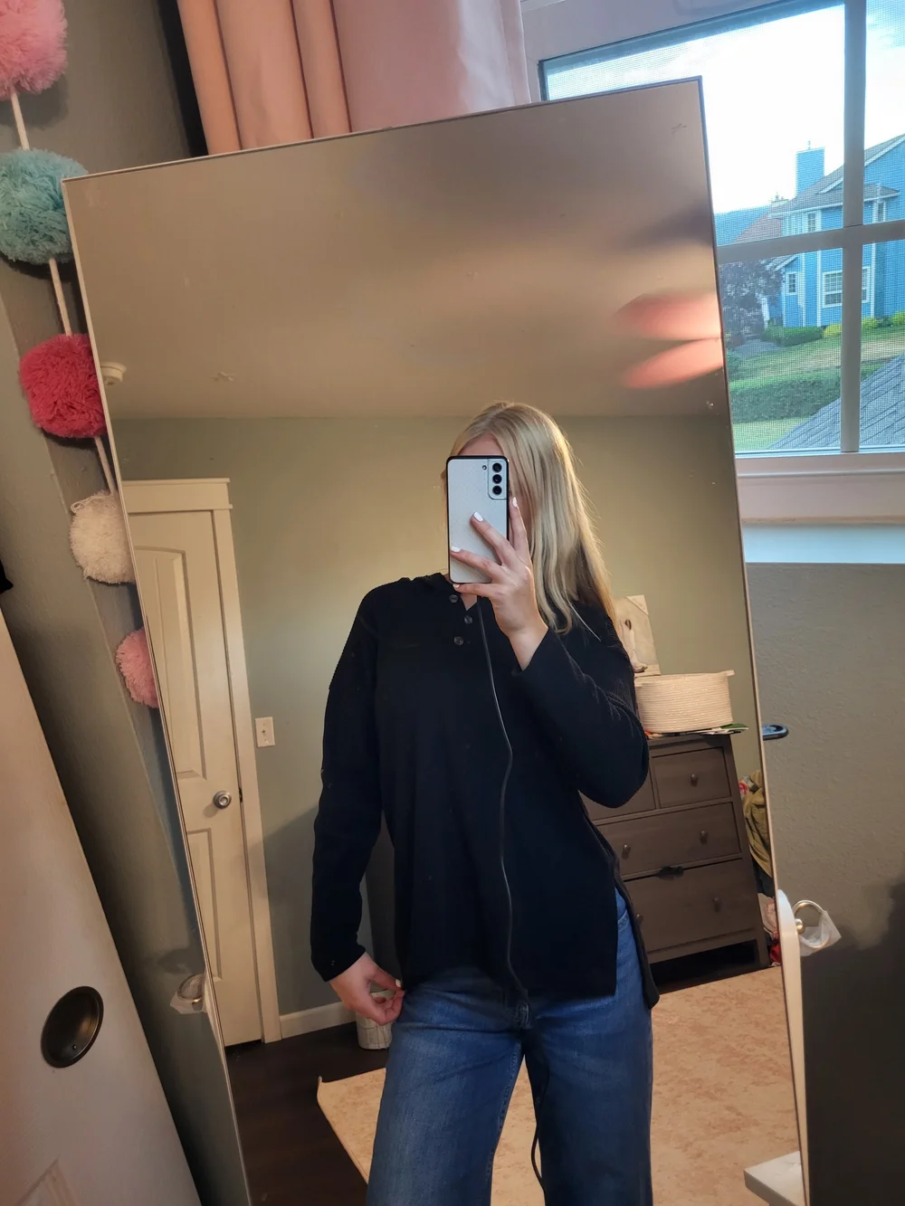 Old Navy Black Long-Sleeve Henley Sweater